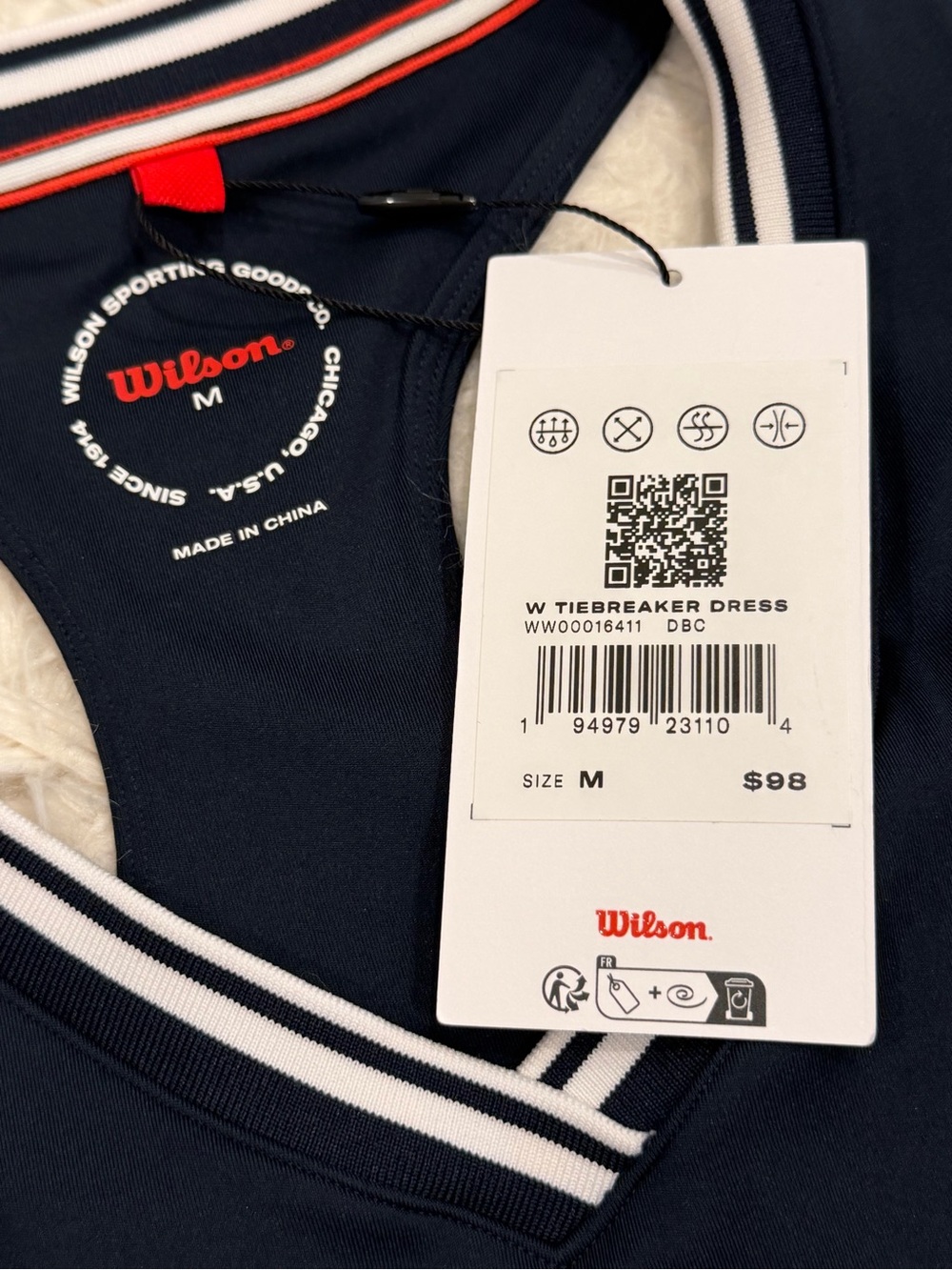 NEW Wilson Women's Tiebreaker Lined Tennis Dress Medium Navy Blue Racerback - Picture 8 of 9